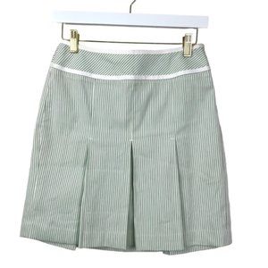 Ann Taylor Loft Womens 0 Petite Striped Skirt Pleated Front Side Zip